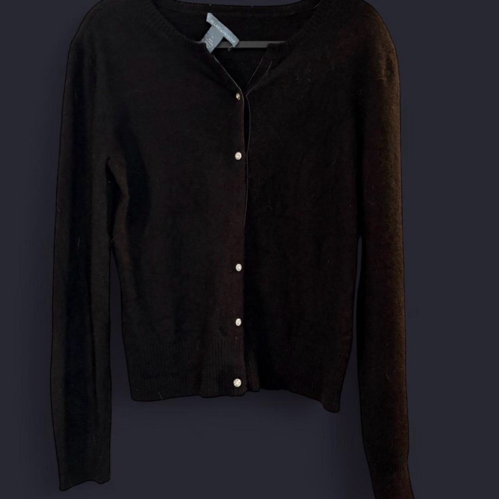 Hillard & Hanson Black Cashmere Cardigan Sweater